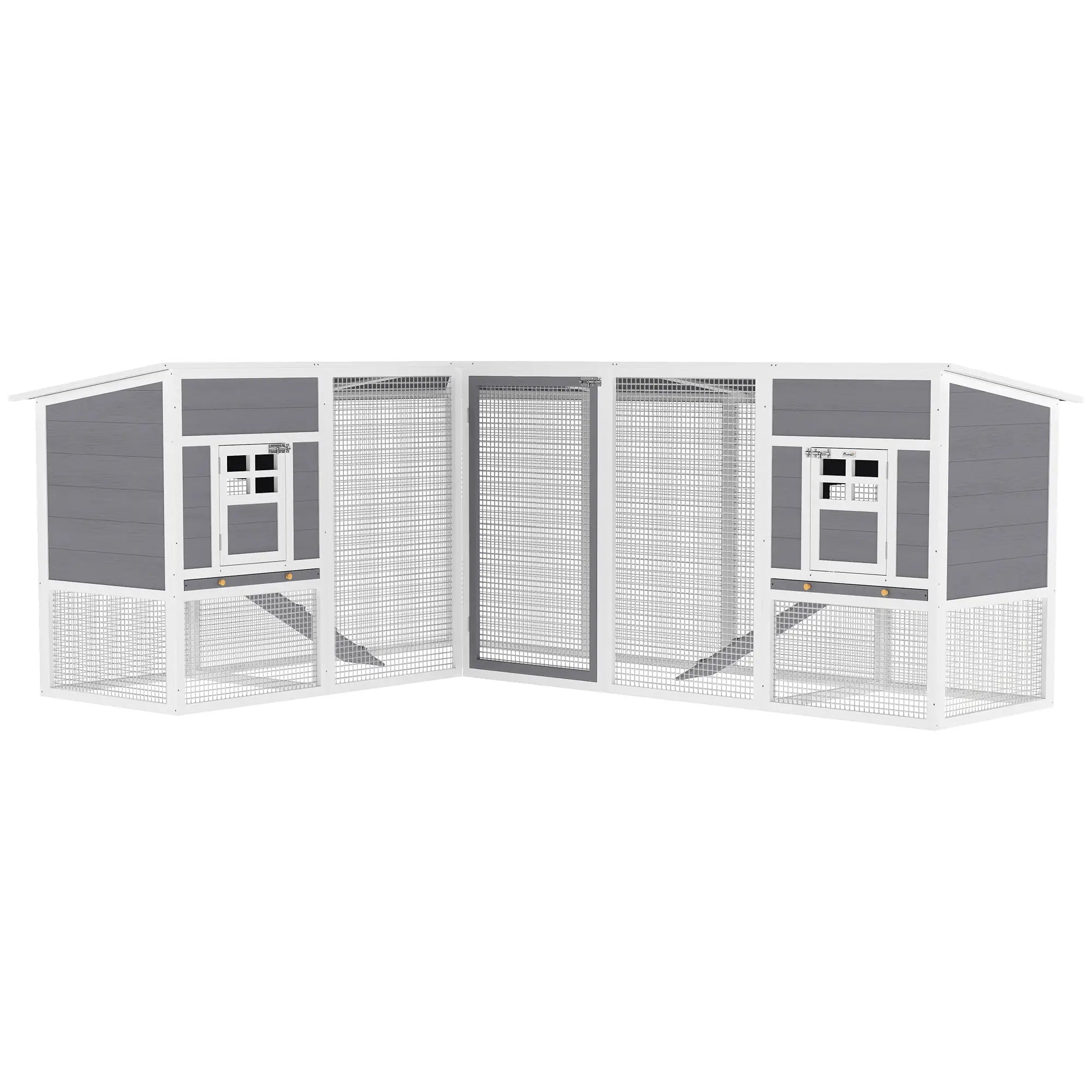 L-Shaped Wooden Chicken Coop With Run, 2 Houses, Waterproof Roof, Ramps Chicken Coops at Gallery Canada