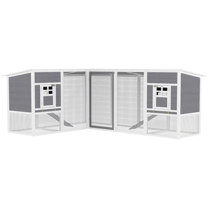 L-Shaped Wooden Chicken Coop With Run, 2 Houses, Waterproof Roof, Ramps Chicken Coops at Gallery Canada