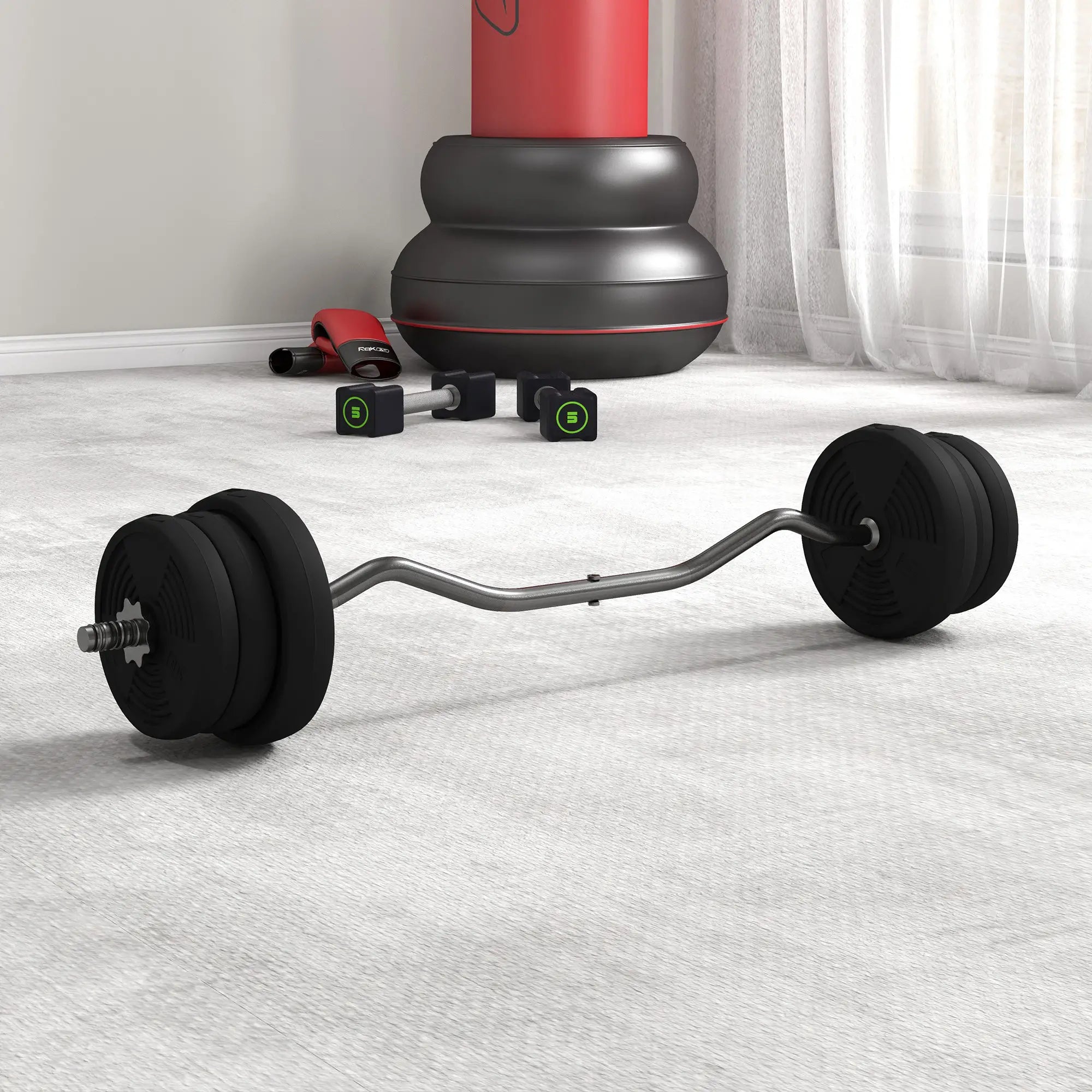 50LBS Barbell Weight Set, Adjustable with Curl Bar, Home Gym Dumbbells & Barbells at Gallery Canada