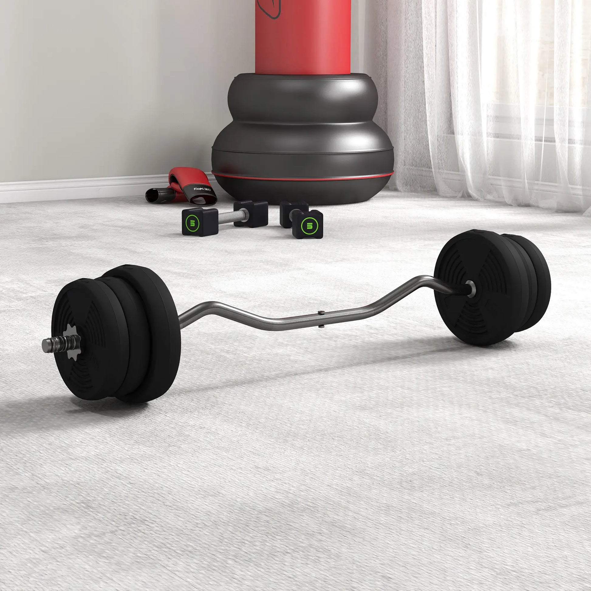 50LBS Barbell Weight Set, Adjustable with Curl Bar, Home Gym Dumbbells & Barbells at Gallery Canada