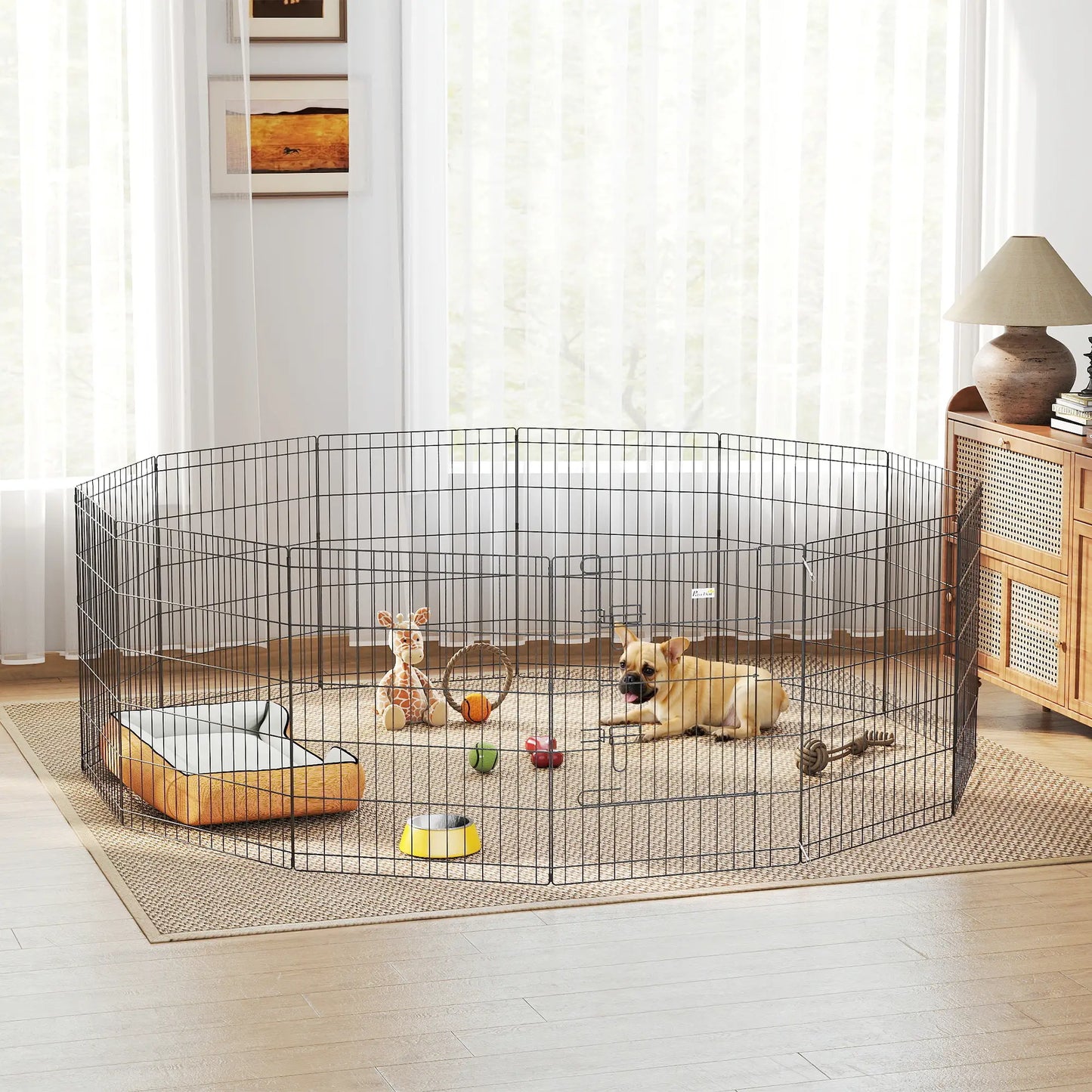 24 Inch Foldable Metal Pet Playpen, Dog Puppy Kennel Cage, 12 Panel Dog PlayPens at Gallery Canada