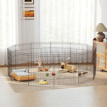 24 Inch Foldable Metal Pet Playpen, Dog Puppy Kennel Cage, 12 Panel Dog PlayPens at Gallery Canada
