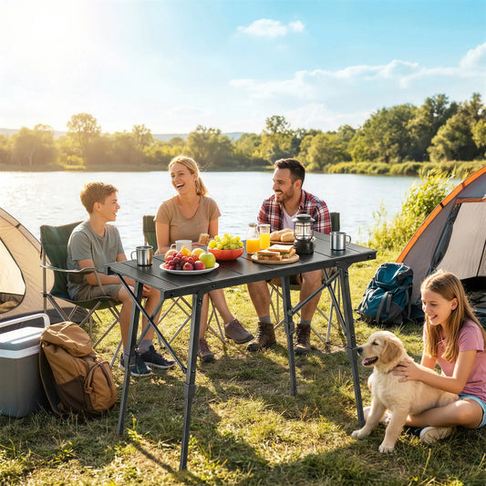Heavy Duty Folding Picnic Table, Removable Plates, Non-Slip Feet Picnic Tables & Camping Chairs Black at Gallery Canada