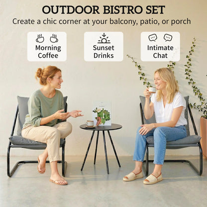 3 Piece Outdoor Bistro Set, 2 Chairs And Table, Light Grey Bistro Sets at Gallery Canada
