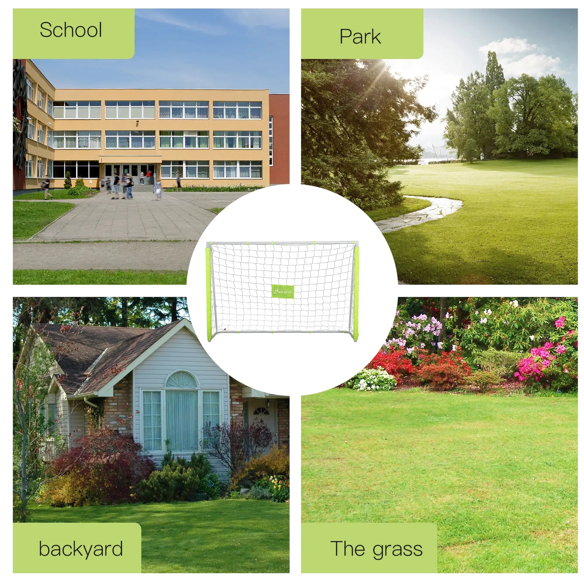 6ft x 4ft Soccer Goal Net, Metal Frame, PE Mesh, Ground Stakes, Yellow Football at Gallery Canada