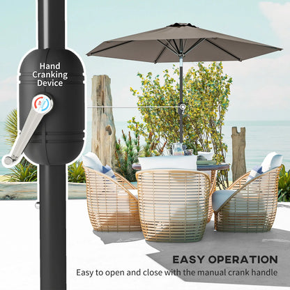 Patio Sun Umbrella, Outdoor Parasol, 6 Ribs, Dark Grey Sun Umbrellas at Gallery Canada