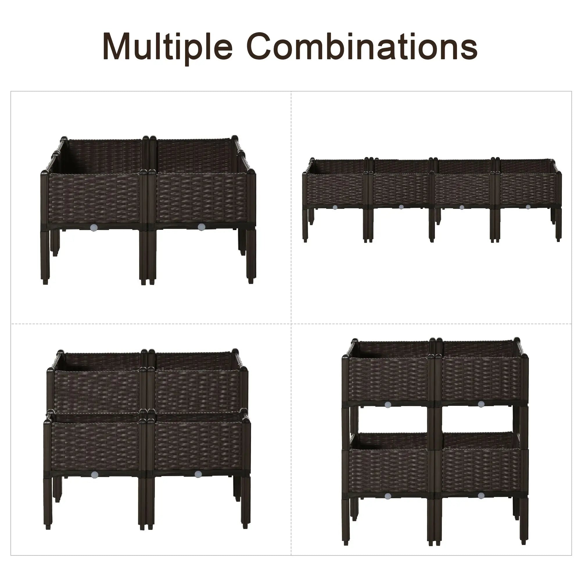 4-Piece Raised Garden Bed, PP Flower Bed, Stackable Vegetable Herb Grow Box Elevated Garden Beds at Gallery Canada