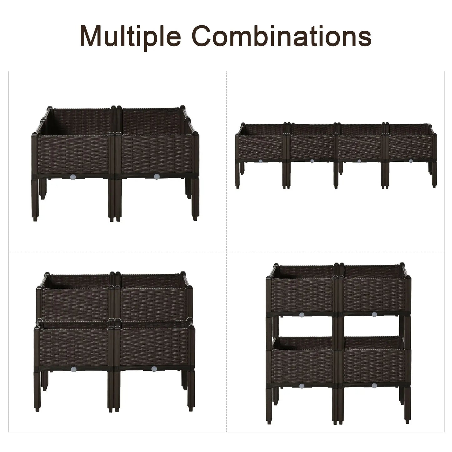 4-Piece Raised Garden Bed, PP Flower Bed, Stackable Vegetable Herb Grow Box Elevated Garden Beds at Gallery Canada