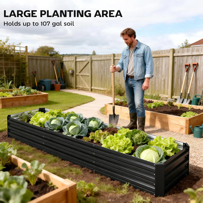 8'x2'x1' Galvanized Raised Bed, Elevated Planter Box, Black Galvanized Planter Boxes at Gallery Canada