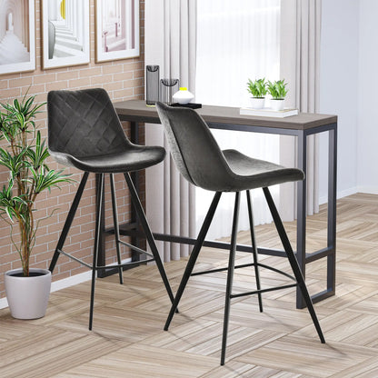 Set of 2 Microfiber Bar Stools, Kitchen Stools with Padded Seat, Black Bar Stools at Gallery Canada