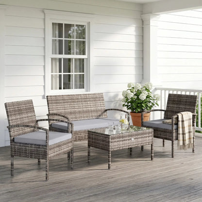 Patio Furniture Set, Loveseat, 2 Armchairs & Coffee Table, Light Grey Patio Furniture Sets at Gallery Canada