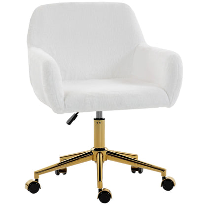 Faux Rabbit Fur Upholstered Office Chair, Cream White Task Chairs Cream at Gallery Canada