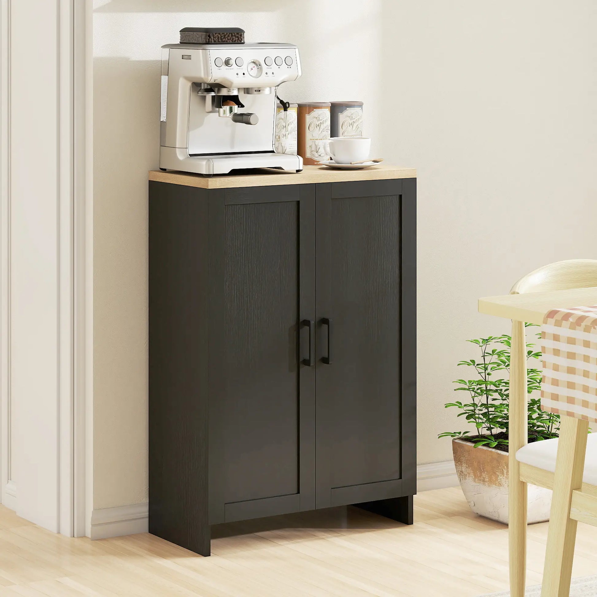 Modern Storage Cabinet, Adjustable Shelf, 23.6" x 11.8" x 35.4", Black Storage Cabinets at Gallery Canada