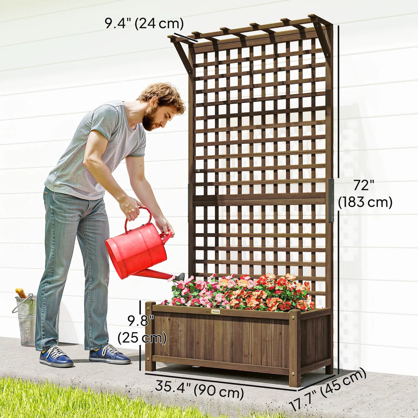 Wood Planter With Trellis, Raised Garden Bed, Privacy Screen Wooden Planter Boxes at Gallery Canada