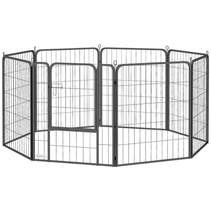 31.5" Portable Foldable Pet Playpen, 8 Panels with Door, Medium Dogs Houses, Kennels & Pens Black at Gallery Canada