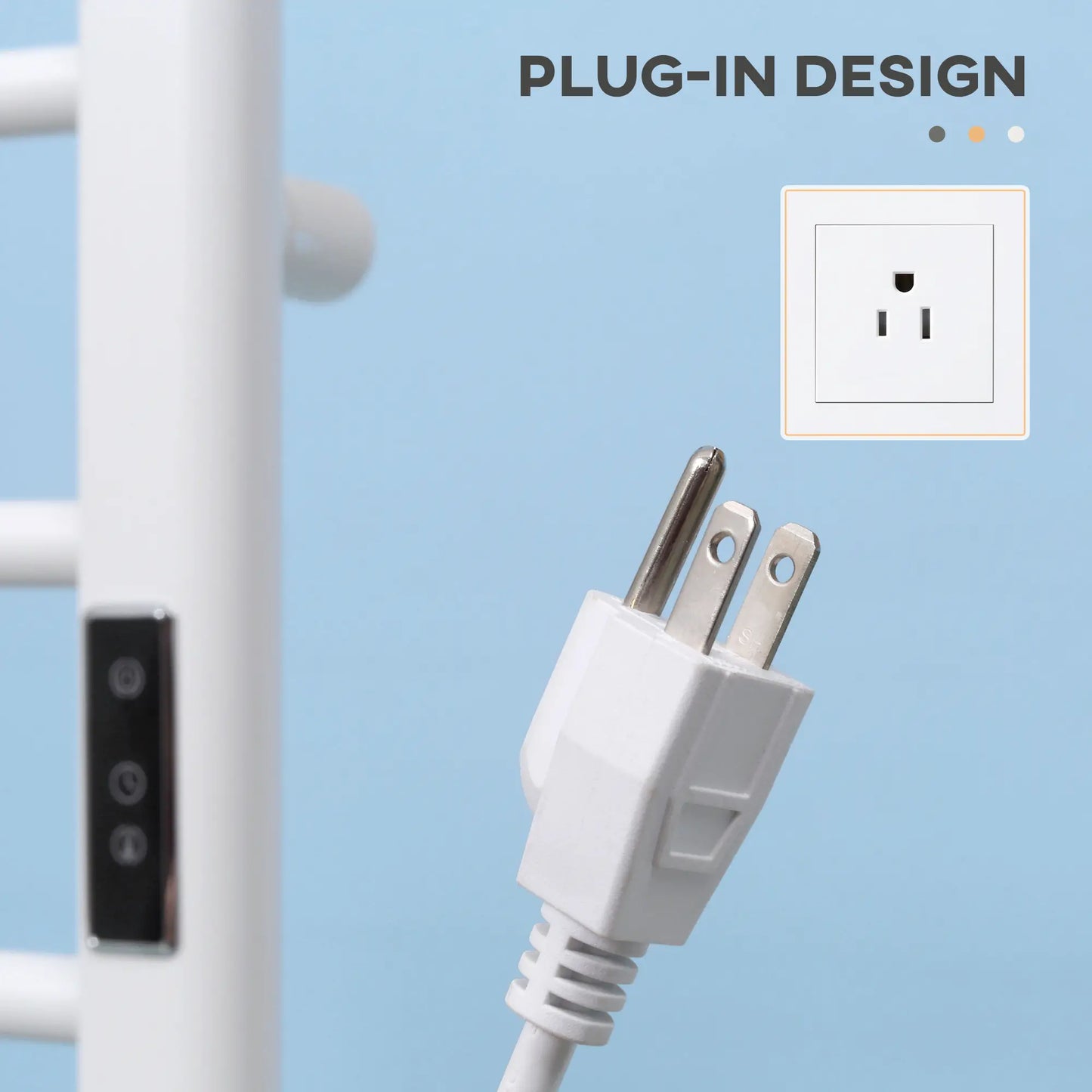 8-Bar Heated Towel Warmer, Wall Mount, Adjustable Temperature, White Bath Accessories at Gallery Canada