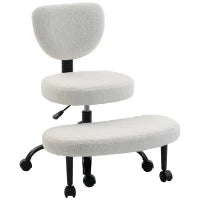 Ergonomic Cross Legged Office Chair, 360 Swivel, Cream