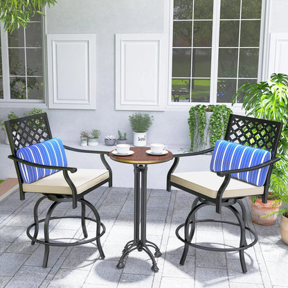 Outdoor Bar Stools Set of 2, Swivel Patio Chairs with Cushion