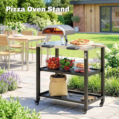 Outdoor Grill Cart, Stainless Steel Tabletop, 2 Shelves, Lockable Wheels Outdoor Grill Carts at Gallery Canada