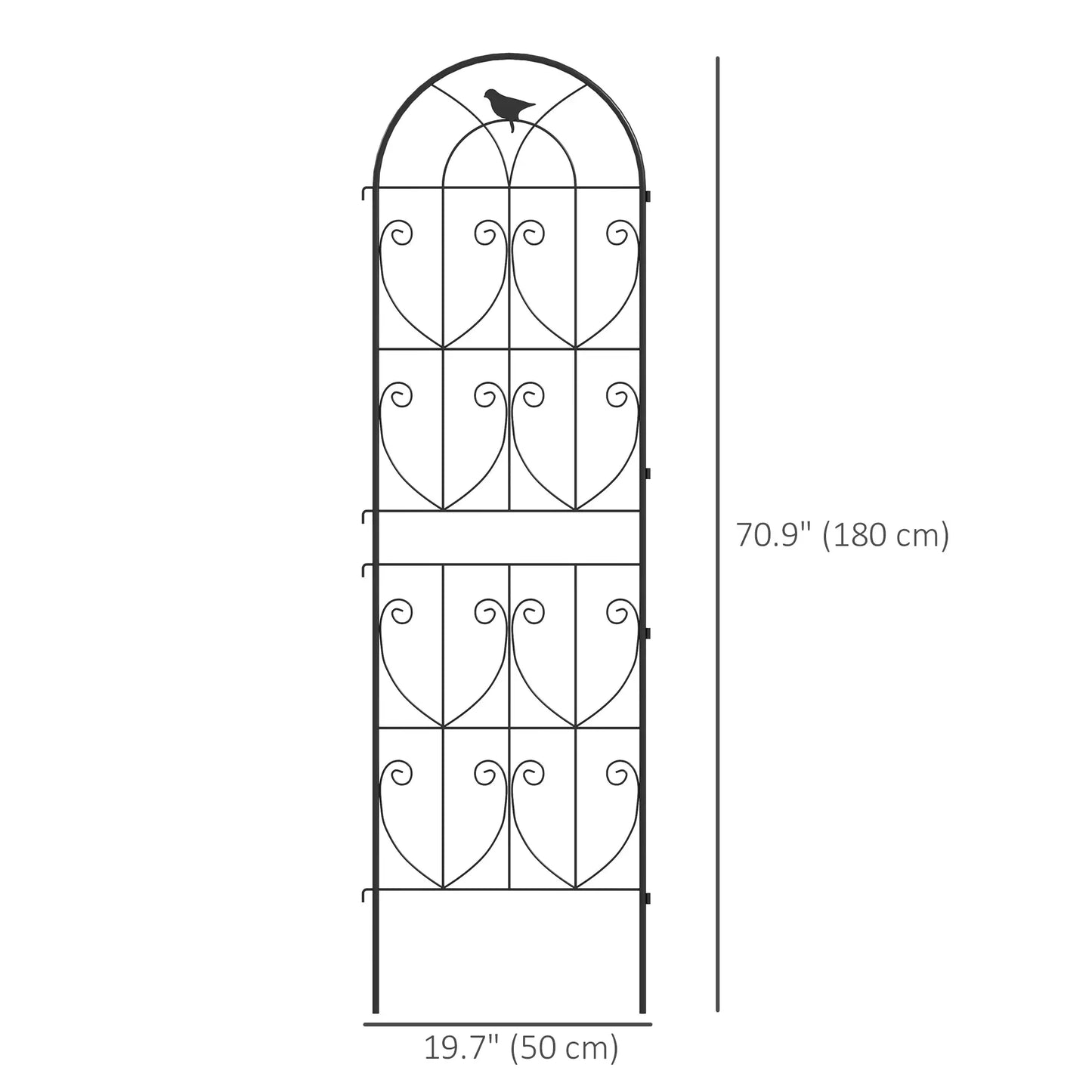 Metal Garden Trellis Set, Bird Design, 19.7" W x 70.9" H, Black Plant Stands at Gallery Canada