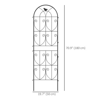 Metal Garden Trellis Set, Bird Design, 19.7" W x 70.9" H, Black Plant Stands at Gallery Canada