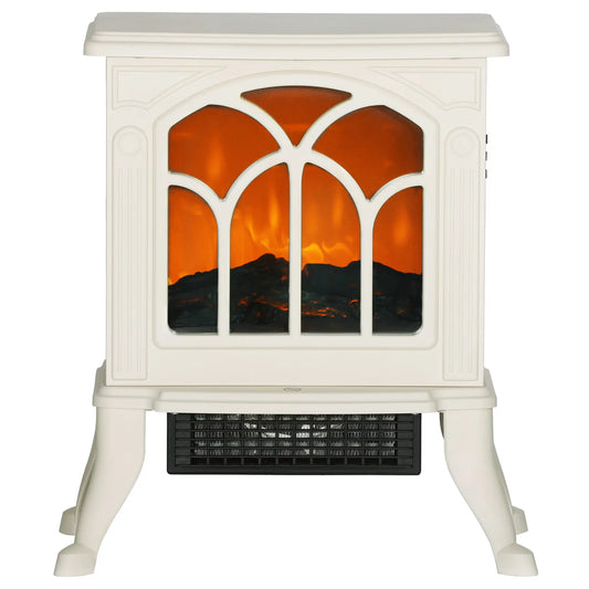 Freestanding Electric Fireplace Heater, Realistic Flame, Beige Electric Fireplaces Beige at Gallery Canada