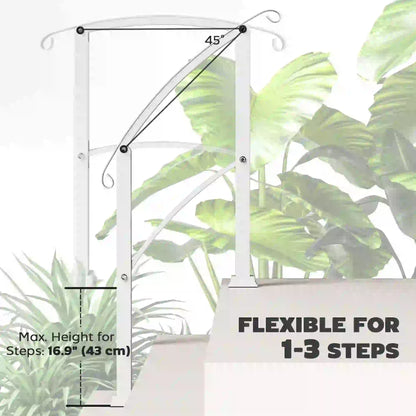 Outdoor Step Handrails, Porch Deck Railing, White Metal Stair Railing, White Garden Decor at Gallery Canada