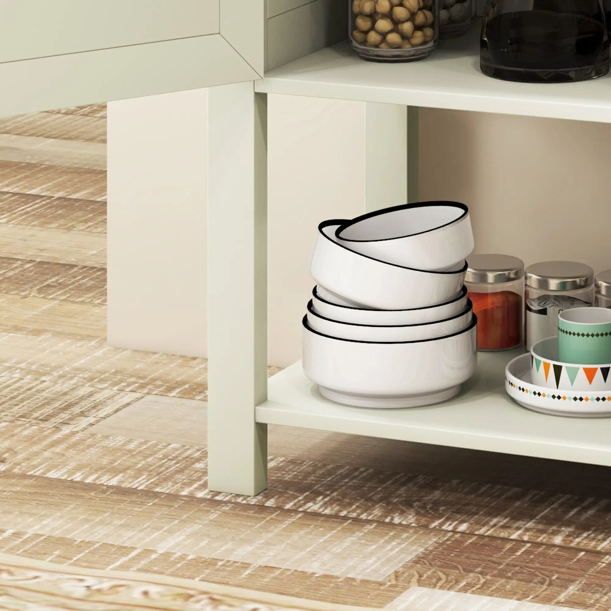 Farmhouse Kitchen Storage Cabinet, Free Standing Sideboard, White Storage Cabinets at Gallery Canada