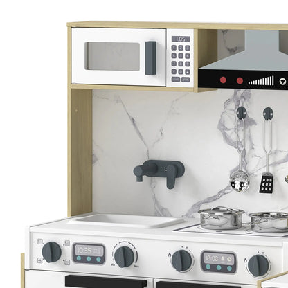 2-In-1 Kids Kitchen Playset, Table & Chair with Sink, Oven, Microwave, 3-8