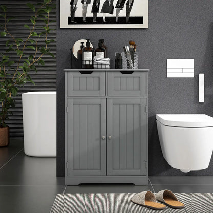 Bathroom Storage Cabinet, 2 Drawers, Adjustable Shelf, Grey Bathroom Cabinets at Gallery Canada