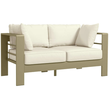 Outdoor Loveseat, Garden Sofa with Cushions, 54.3"x27.6"x24.6", Cream White Patio Chairs at Gallery Canada