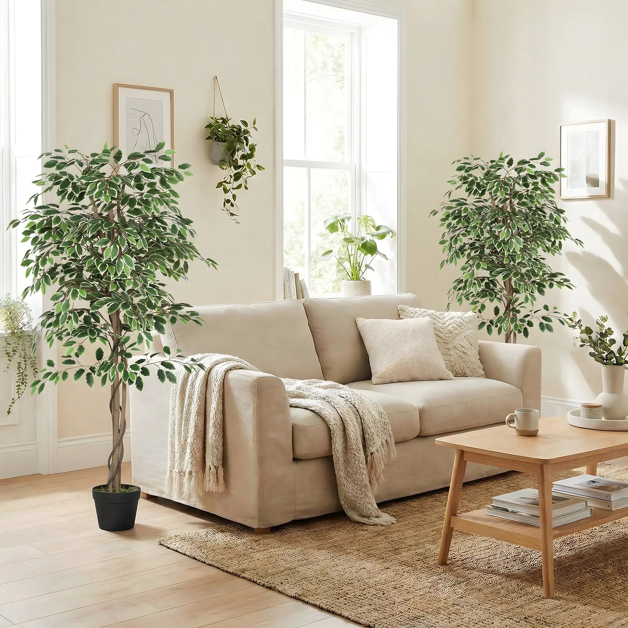 5.3 FT Artificial Ficus Tree With Pot, Indoor Home Office Decor Artificial Trees at Gallery Canada