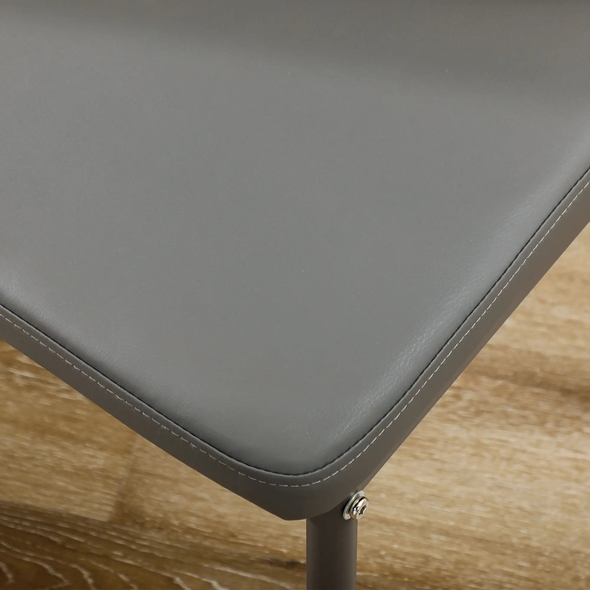 3-Piece Rectangular Glass Kitchen Table and Chairs with Metal Frame and Faux Leather Upholstery for Dining Room, Grey Bar Sets at Gallery Canada