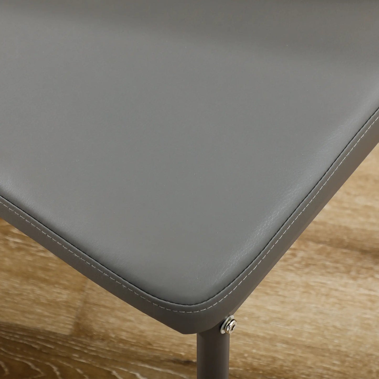 3-Piece Rectangular Glass Kitchen Table and Chairs with Metal Frame and Faux Leather Upholstery for Dining Room, Grey Bar Sets at Gallery Canada