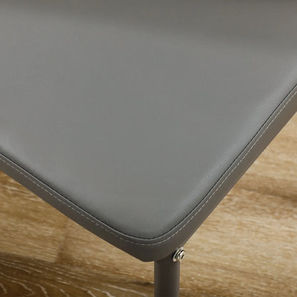 3-Piece Rectangular Glass Kitchen Table and Chairs with Metal Frame and Faux Leather Upholstery for Dining Room, Grey Bar Sets at Gallery Canada