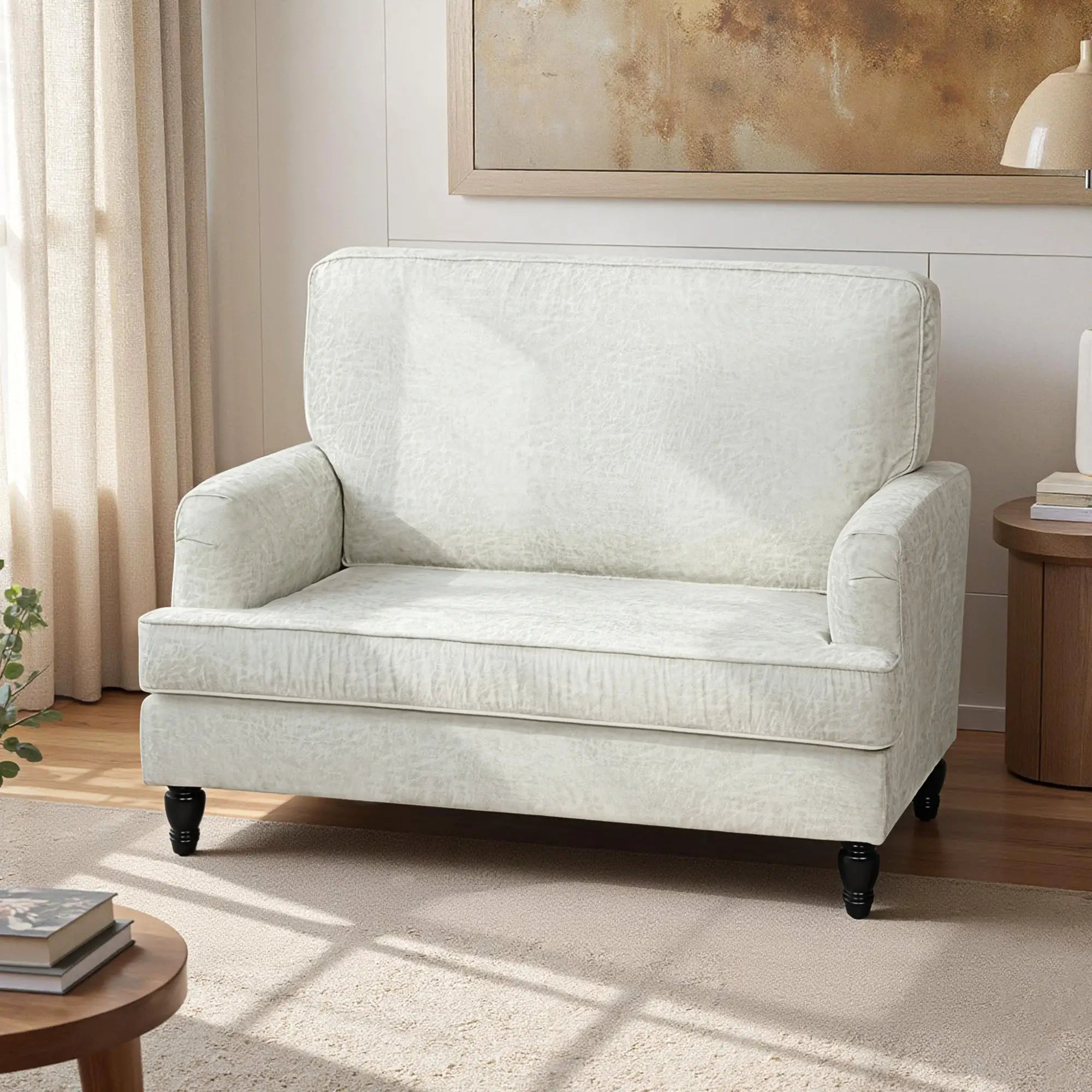Modern Accent Chair, Leathaire Armchair, Cream White Single Sofas at Gallery Canada