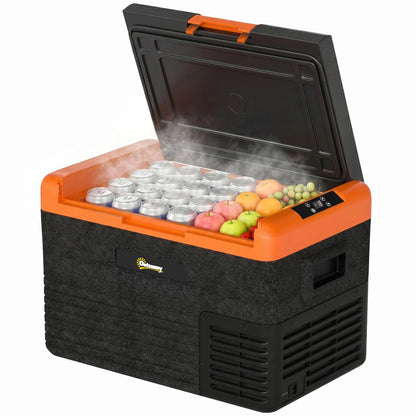 32 Quart Car Fridge, Portable Freezer, Electric Cooler Box, 12/24V DC, 100-240V AC Car Coolers Black and Orange at Gallery Canada