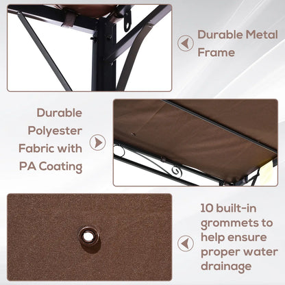 10x8ft Metal Gazebo, Extendable Side Awning, Outdoor Shelter, Brown Pergolas at Gallery Canada