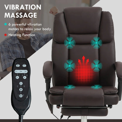 Massage Office Chair, Reclining Executive Chair, 6-Point Vibration, Footrest, Dark Brown Massage Chairs at Gallery Canada