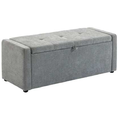 Storage Ottoman Bench, Linen Fabric, Light Grey Storage Ottomans & Benches at Gallery Canada