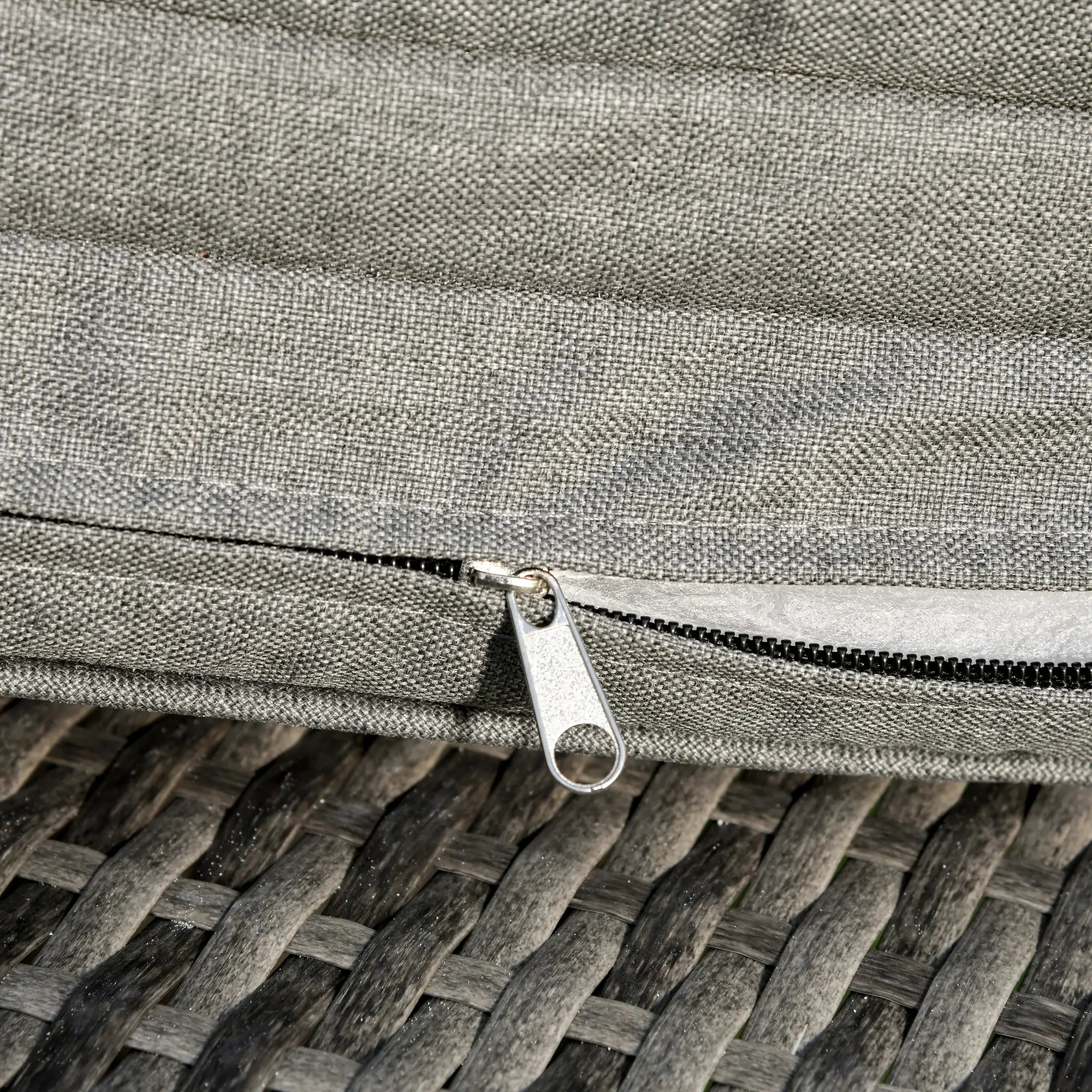 Adjustable Wicker Chaise Lounge Chair with Cushion, Wheels, Grey Chaise Loungers at Gallery Canada