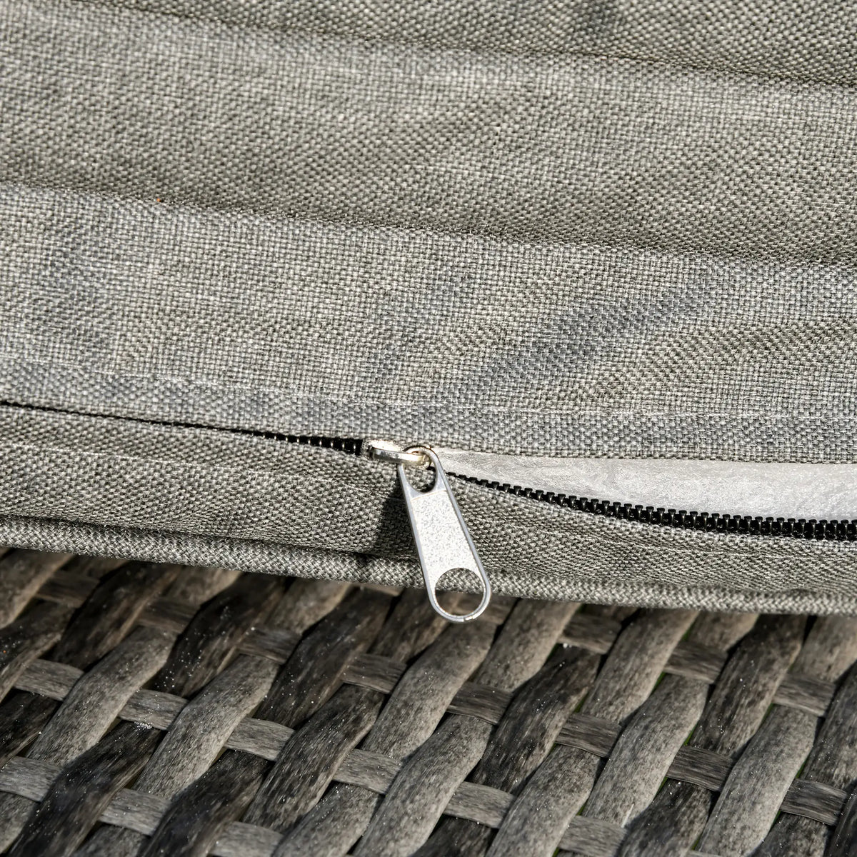 Adjustable Wicker Chaise Lounge Chair with Cushion, Wheels, Grey Chaise Loungers at Gallery Canada