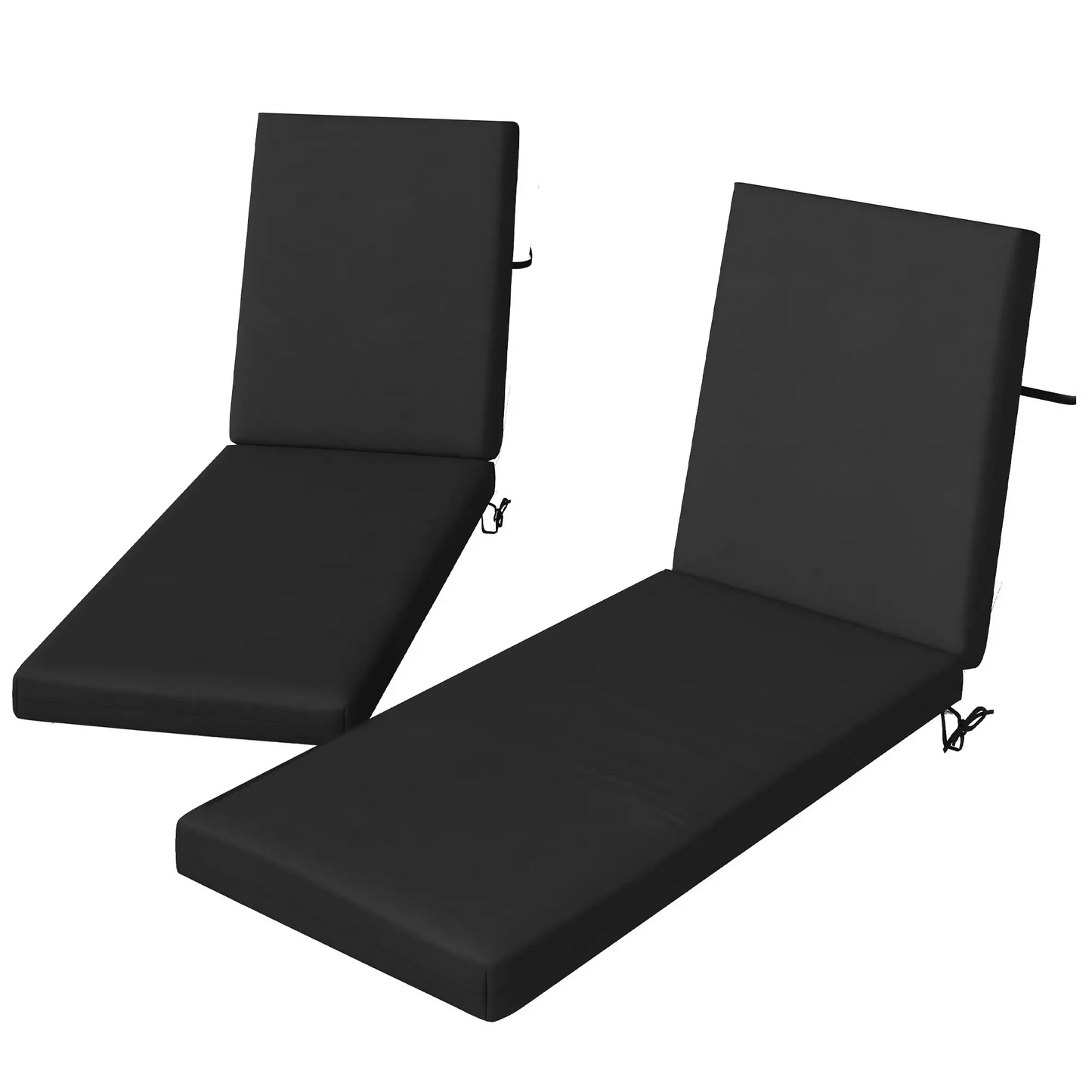 2-Piece Patio Chair Cushions, With Ties, Indoor Outdoor, Black Patio Chair Cushions Black at Gallery Canada