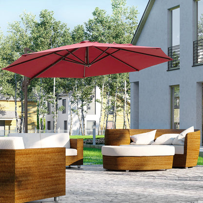 10ft Cantilever Patio Umbrella, 360° Rotation, Crank, Cross Base, Wine Red Offset Cantilever Umbrellas at Gallery Canada