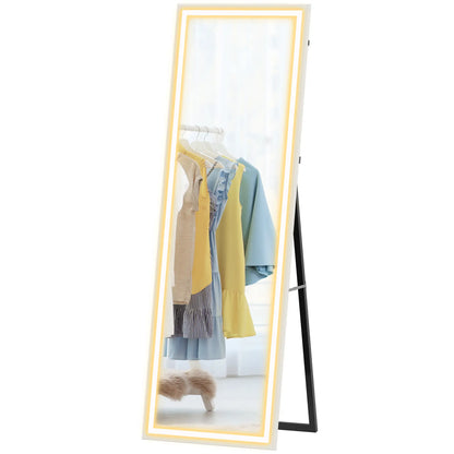 LED Mirror, Dimmable 3 Color Lights, 64" x 21" Rectangular, White Full Length Mirrors White at Gallery Canada