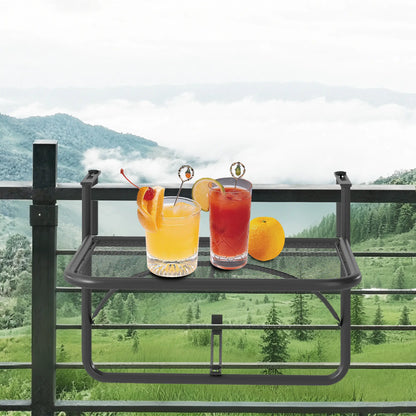 Adjustable Balcony Hanging Table, Metal Wall Desk, Outdoor Flower Stand, Black Balcony Table Hanging at Gallery Canada