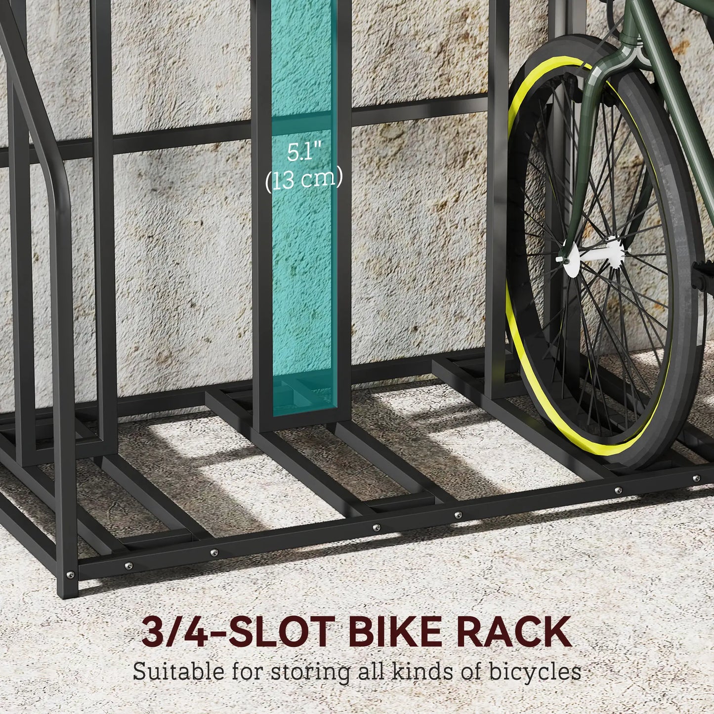 4 Bike Stand, Metal Floor Storage Rack with Basket, Hooks, Black Bike Parking Stands at Gallery Canada