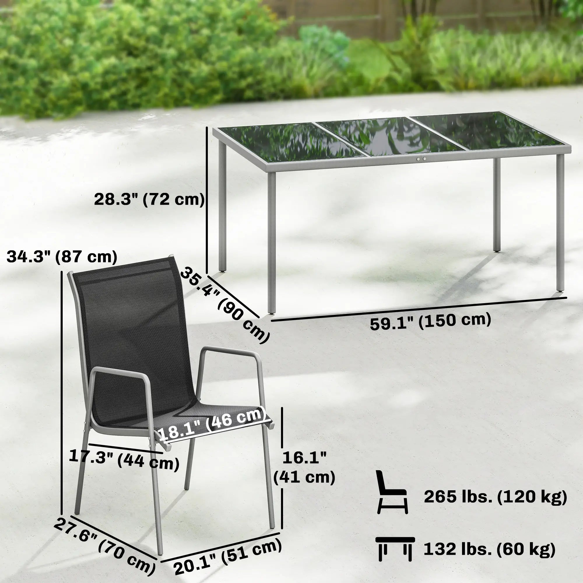7 Piece Garden Dining Set With Rectangular Table & 6 Stackable Chairs Outdoor Dining Sets at Gallery Canada