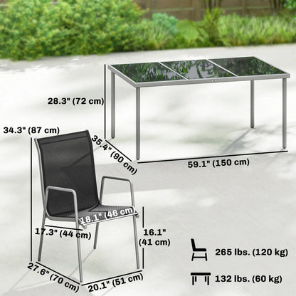 7 Piece Garden Dining Set With Rectangular Table & 6 Stackable Chairs Outdoor Dining Sets at Gallery Canada