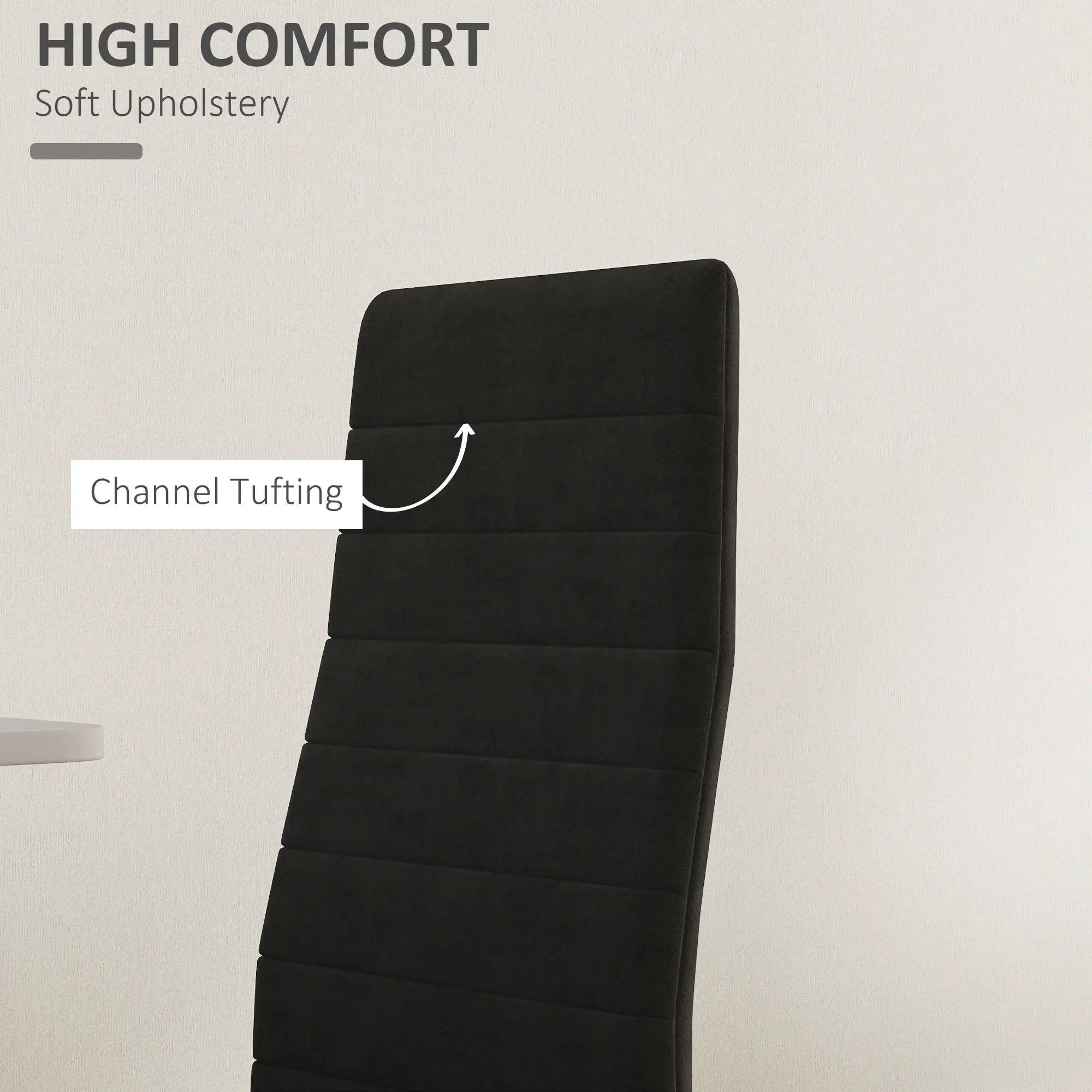 Modern Dining Chairs, Set of 4, High Back Upholstery, Metal Legs, Black Dining Chairs at Gallery Canada